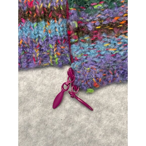 TALBOTS Womens XL VTG Two-Way Zip Cardigan Sweater Multicolor Striped Wool Blend - Picture 11 of 12